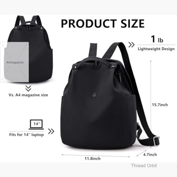Mini Nylon Women\'s Backpack Lightweight Travel Daypack with 8 Pockets